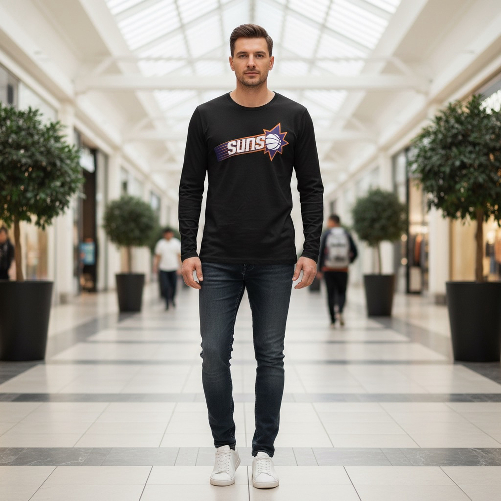 Men's Gildan Black Long Sleeve Tee XL Phoenix Suns Graphic